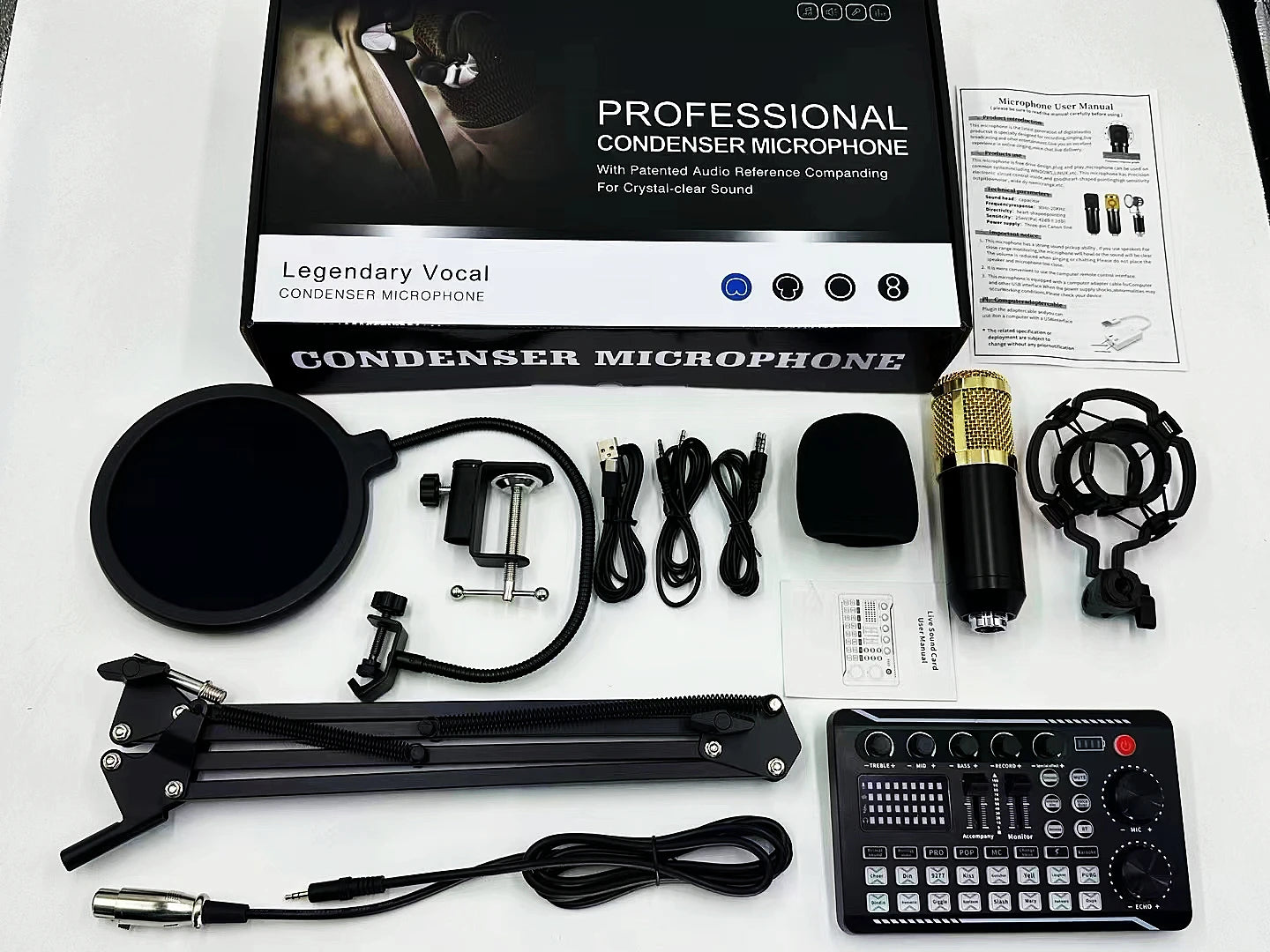 Mini Pro M8 Professional Microphone Sound Board Audio Mixer Wireless Dual Core DSP Noise Cancelling for Live Streaming DJ Mixing