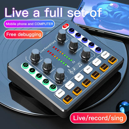 Mini Pro M8 Professional Microphone Sound Board Audio Mixer Wireless Dual Core DSP Noise Cancelling for Live Streaming DJ Mixing
