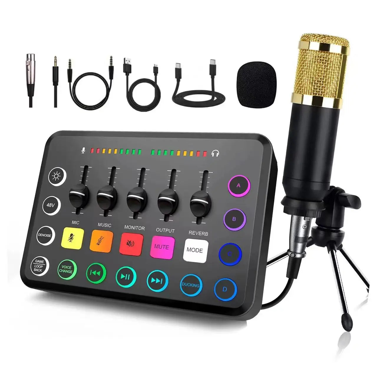 Mini Pro M8 Professional Microphone Sound Board Audio Mixer Wireless Dual Core DSP Noise Cancelling for Live Streaming DJ Mixing