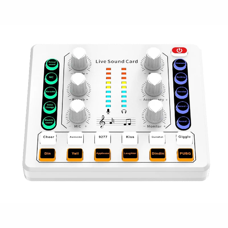 Mini Pro M8 Professional Microphone Sound Board Audio Mixer Wireless Dual Core DSP Noise Cancelling for Live Streaming DJ Mixing