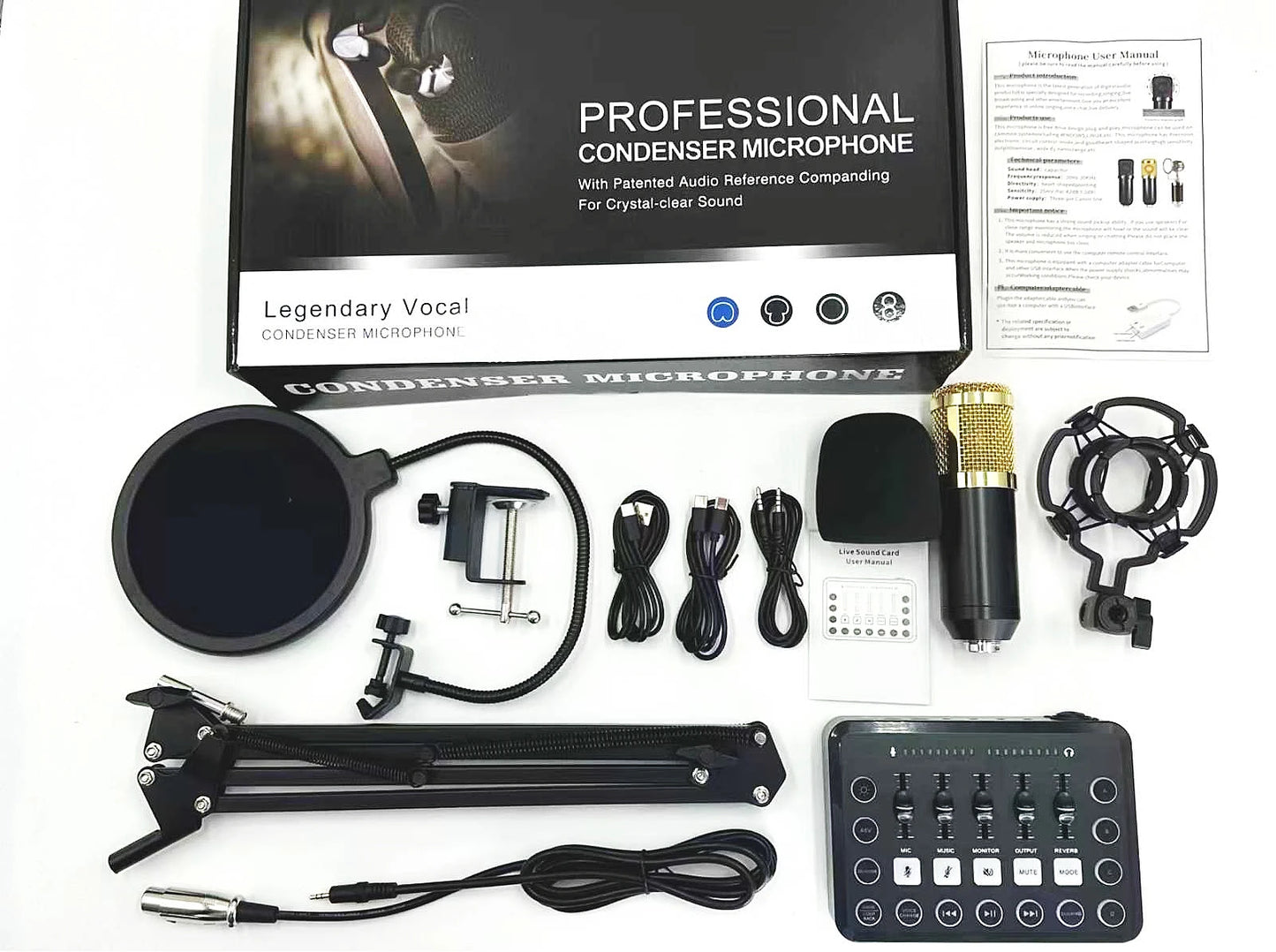 Mini Pro M8 Professional Microphone Sound Board Audio Mixer Wireless Dual Core DSP Noise Cancelling for Live Streaming DJ Mixing
