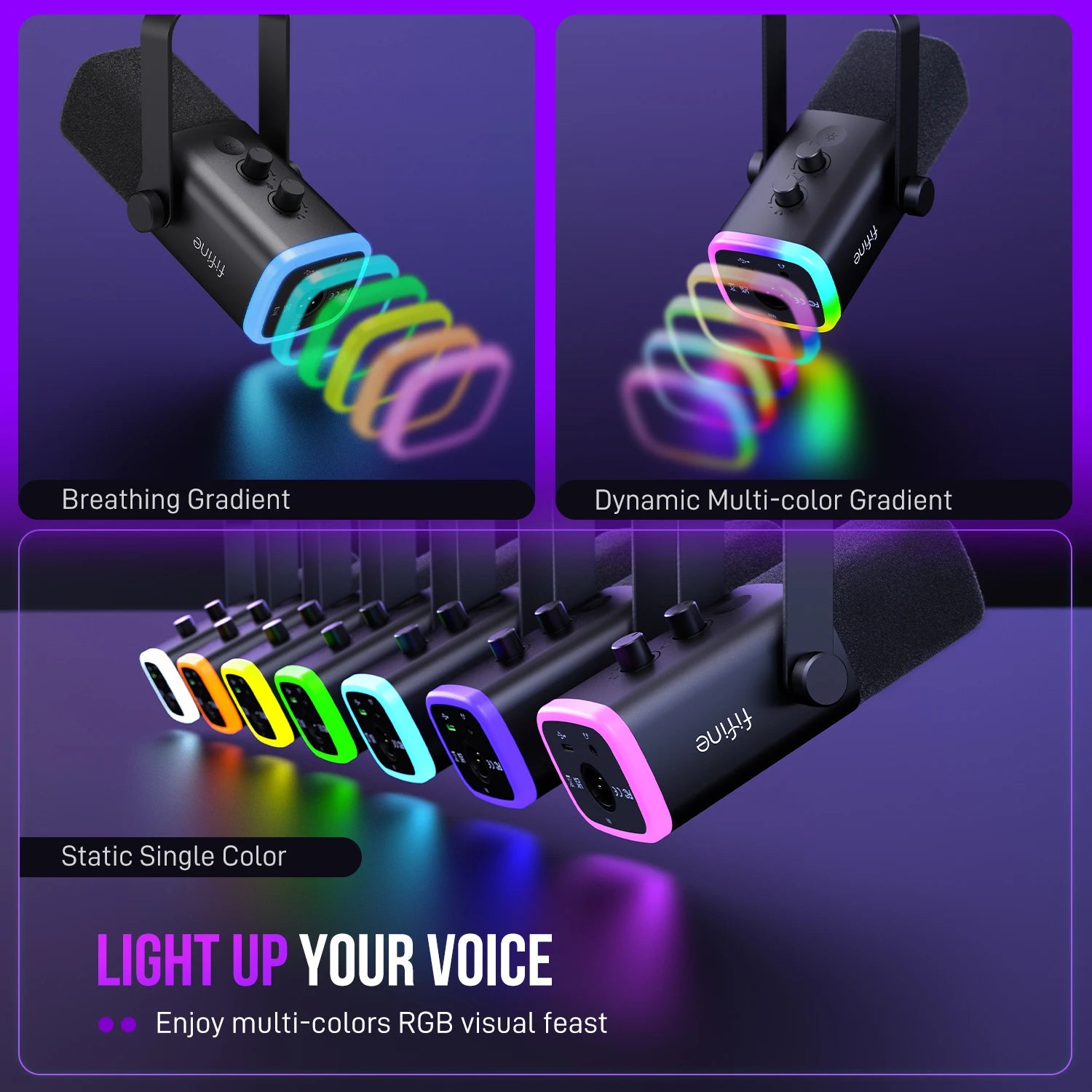 USB/XLR Dynamic Gaming Microphone – RGB, Mute & Monitor