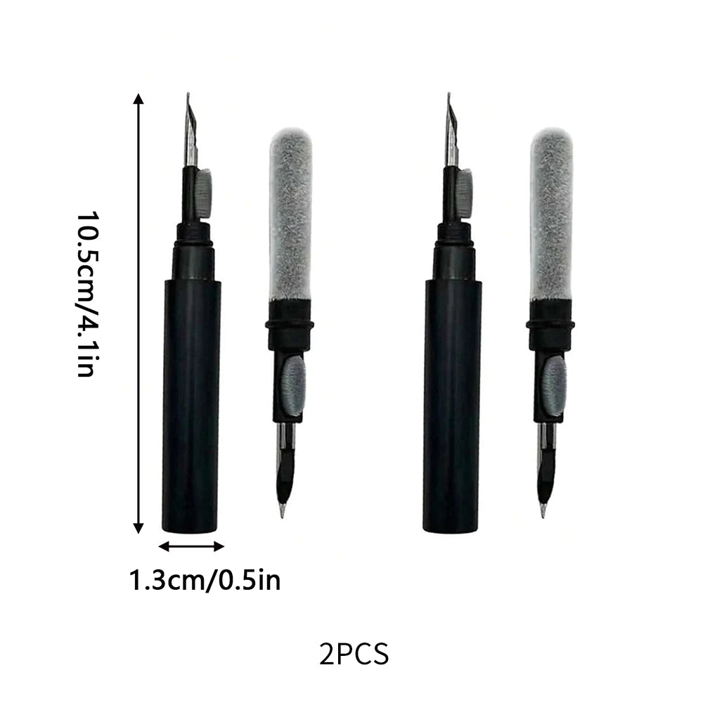 Black 2Pcs Color 3-in-1 Earbud Cleaning Pen for Earphones & Charging Case